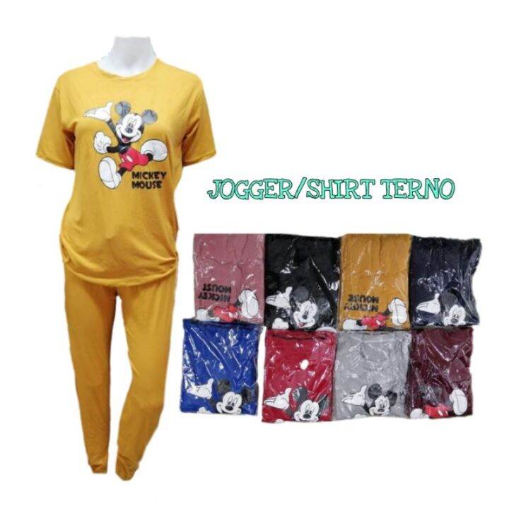 terno-ชุดนอนสตรีลายโจรสลัดสำหรับผู้หญิง-ชุดนอนสตรีเสื้อเชิ้ต-terno-วิ่ง-mickey-and-fly-emirates-pambahay-terno