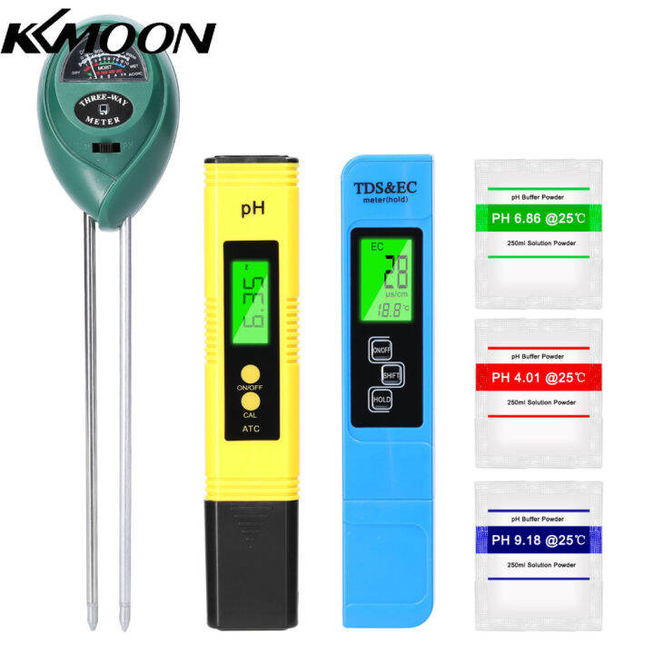 KKmoon Professional PH Tester TDS/EC Test Pen Soil Moisture/PH/Sunlight