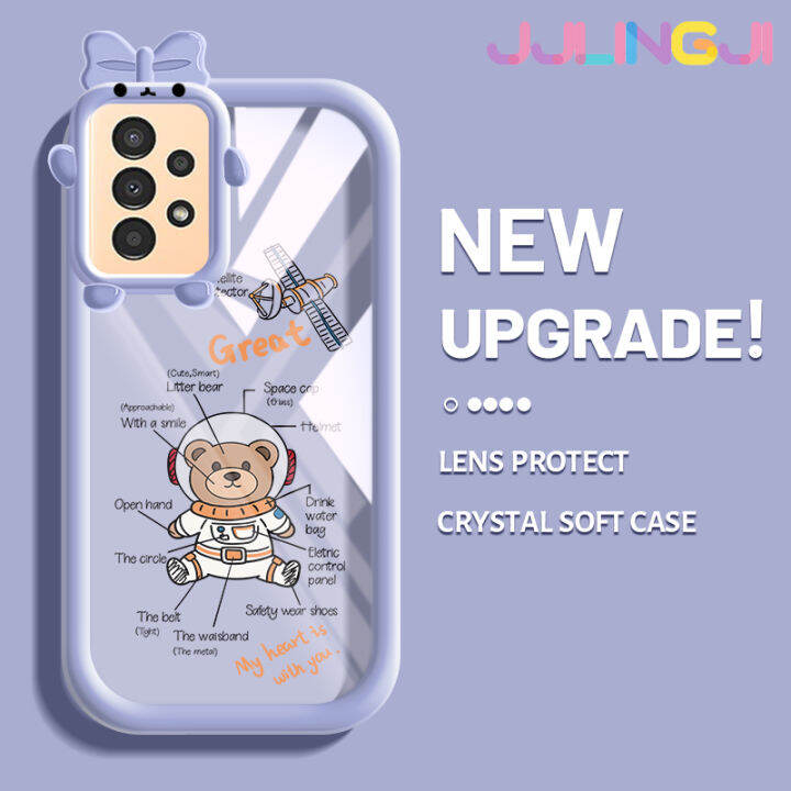 jlingji-เคสปลอกสำหรับ-samsung-a13-5g-ลายการ์ตูนน่ารักนาซ่านักบินอวกาศหมีนิ่มเคสกันกระแทกซิลิโคนหนาทนทานและเคสโทรศัพท์แบบใสทนต่อการสึกหรอ