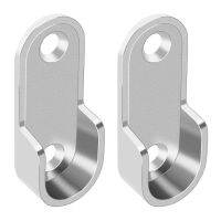 Oval Wardrobe Hanging Rail Rod End Bracket Support Silver Tone Pair