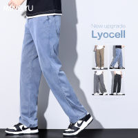 Mingyu แบรนด์เสื้อผ้าใหม่ฤดูร้อนนุ่ม Lyocell ผ้ายีนส์ผู้ชายสีฟ้าเอวยางยืดหลวมกางเกงยีนส์บางชายขนาดบวก M-5XL