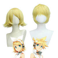 ศิลปะการฟอกขาว Hatsune Family Camellia Kain Twin Wig กระดิ่ง Rin พี่สาว แม้ Len น้องชาย cos วิกผม