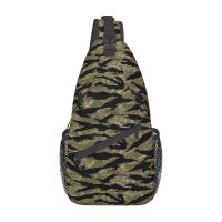 US Army Camouflage Crossbody Sling Bags Small Chest Bag Tiger Stripe Shoulder Backpack Daypack for Hiking Outdoor Sports Pack Running Belt