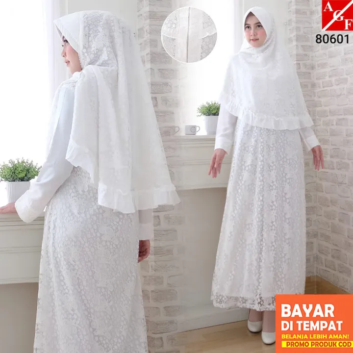 Baju Gamis Putih Wanita Baju Umroh Gamis Syari Busana Muslim Wanita Terbaru Lazada Indonesia