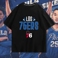 Philadelphias 76Erss เสื้อยืดแขนสั้นผู้ชาย,บาสเก็ตบอลผ้าฝ้ายกีฬาภาษาอังกฤษทรงหลวมคอกลมเสื้อแขนสั้นพิมพ์ลายตัว0000