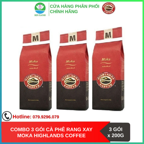 Senxanh cafe combo 3 gói cà phê rang xay moka highlands coffee 200g - ảnh sản phẩm 1