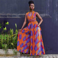 2022 New African Clothes Jumpsuit Multi-Wear Style Wide Leg Pant Dashiki African Dresses for Women Fashion Ladies Robe Africaine