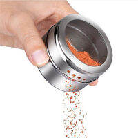 Stainless Steel Magnetic Spice Rack Pot Herb Tin Jar Storage Holder Cook Stand Dustproof Visible Seasoning Jar