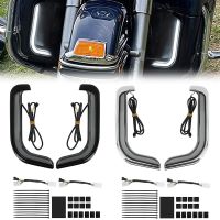 Motorcycle Black Chrome LED Fai Lower Grills Turn Signal Light For Harley Tou Street Electra Glide Road King 1996-2013