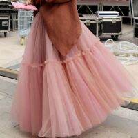 35 to 65kg Pink Black Teens Student Tulle Skirt Women Mesh 3 Layers Princess Tutu Skirts Sweet Bridesmaid Elastic Long Skirt Dresses