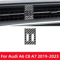 For Audi A6L A6 C8 A7 2019-2023 Car Interior Accessories Central Air Outlet Panel Trim Carbon Fiber Stickers Decoration Frame