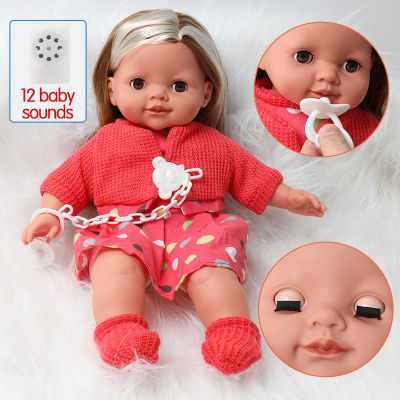 16 inch Bebe reborn doll 40.5 cm lifelike Simulation sound Silicone Baby Long hair Clothes Pacifier chain set for Toys children