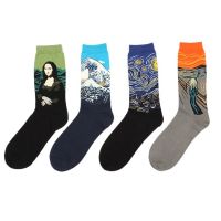 Autumn winter Retro Women Art Van Gogh Mural World Famous Oil Painting Series Men Socks Funny Socks Socks