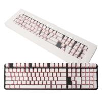 RGB 108 Keycaps ANSI Layout เพิ่ม ISO PBT พุดดิ้งสีชมพู Double Skin Milk Backlit Keycap พร้อม Keycap Storage Board สำหรับ OEM Cherry MX