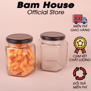 Hủ thủy tinh lục giác 450ml Bam House có nắp nhôm giúp bảo quản gia vị và