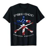 Pro God Life Cross American Flag รักชาติสนับสนุนของขวัญเสื้อยืดผ้าฝ้ายเสื้อพิมพ์ออกแบบใหม่คลาสสิกเสื้อยืด