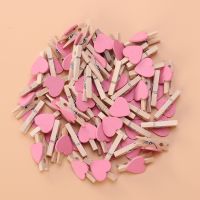 50pcs clothes Heart- Shaped Wooden Clips DIY Craft Clips Photo Paper Pegs for Photos Cards Paintings Scrapbookings Wedding Clips Pins Tacks