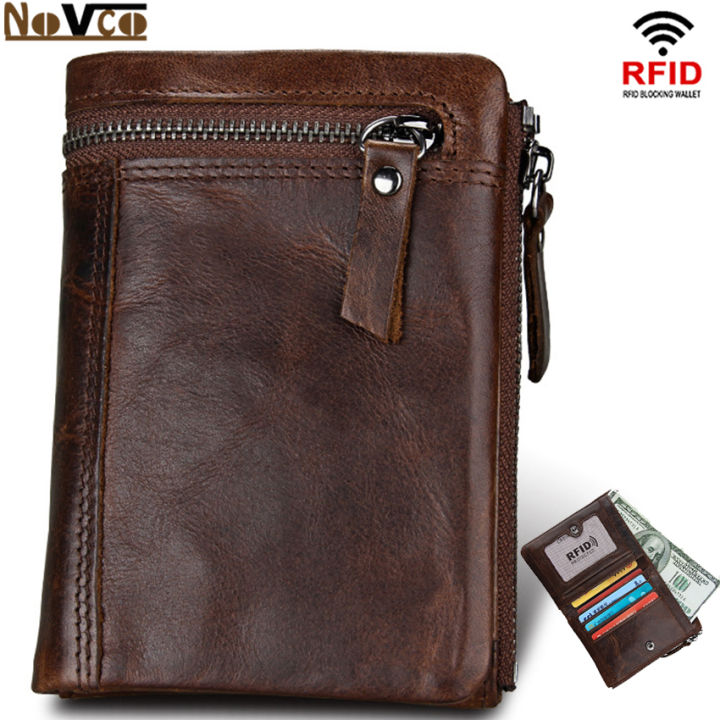 Genuine Leather Wallet For Men Rfid Blocking Vintage Slim Short