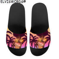 ELVISWORDS Cartoon African Black Girl Pattern Fashion Slippers Women Home Footwear Casual Flip Flops Casual Beach Sandals Mujer