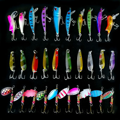 FJORD Hot 30pcslot Spinners Fishing Lure Mixed ColorSizeWeight Metal Spoon Lures Hard Bait Metal Lure Fishing Tackle