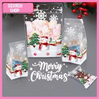 SQXRCH SHOP 50Pcs สุขสันต์วันคริสต์มาส ถุงขนมคริสต์มาส ขนมบิสกิต บรรจุภัณฑ์ของขวัญ ถุงบรรจุภัณฑ์คริสต์มาส การ์ตูนลายการ์ตูน ถุงพลาสติกใส่ของ ถุงของขวัญคุกกี้ อุปกรณ์ปาร์ตี้ปาร์ตี้