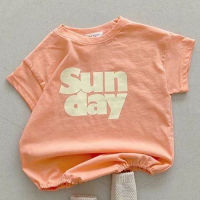 MILANCEL Summer New Baby Clothes Simple Letter Print Bodysuit Korean Solid Infant One Piece Korean Cotton Toddler Outfits