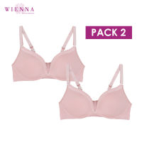 Wienna Clearance Sale DB26303*2 ชุดชั้นใน เสื้อใน เวียนนา Be Light เสื้อชั้นใน ไร้ตะขอ สวมหัว (push up) ไร้โครง ไซซ์ M,L,E (B,C,D 32-36) สีโอรส , ม่วง (Rose Lily)