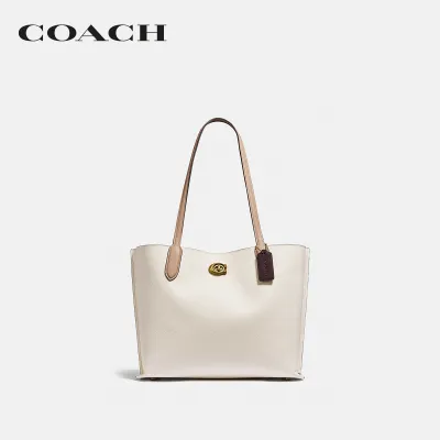 COACH กระเป๋าทรงสี่เหลี่ยมผู้หญิงรุ่น Willow Tote In Colorblock สีขาว C0691 B4CAH