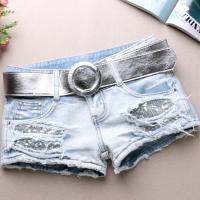 plus size 25-31! hole white denim shorts women summer new sequins loose low waist jeasn shorts