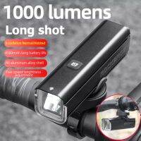 ROCKBROS Bike Light 1000LM Type-C ไฟหน้าแบบชาร์จไฟได้กันน้ำสมาร์ทไฟจักรยาน2วิธีการติดตั้งอลูมิเนียมเชลล์ไฟฉายอุปกรณ์จักรยาน