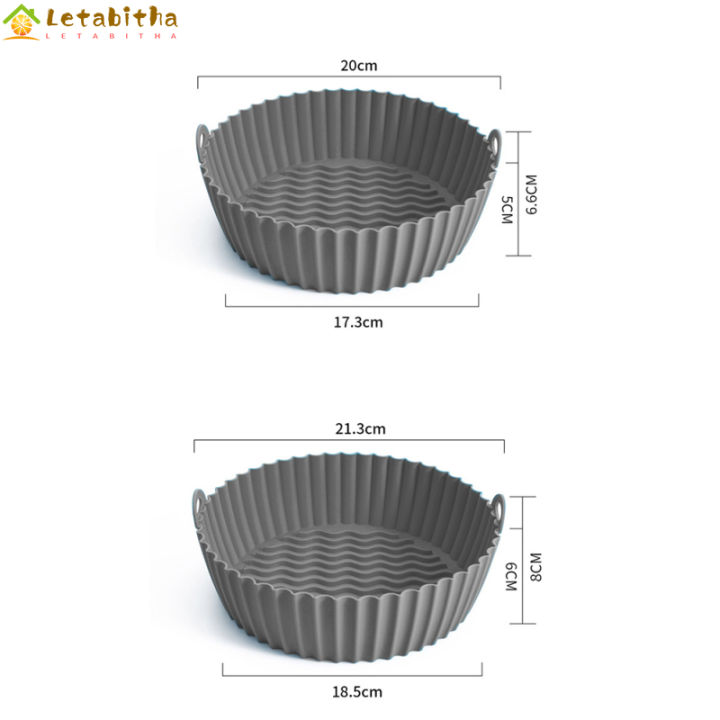 letabitha-แผ่นรองซิลิโคนหม้อทอด-air-fryer-ทรงกลมใช้ซ้ำได้-แผ่นรองซิลิโคนกันติดพร้อมที่จับเตาอบไมโครเวฟอุปกรณ์ที่ใช้ในครัวอุปกรณ์เสริม