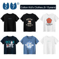 27Kids Store เสื้อยืดแขนสั้นสำหรับเด็กวัยรุ่นอายุ6-15ปีเด็กผู้หญิงเสื้อเด็กผู้หญิงเด็กผู้ชาย (6Y-15Y) 130ซม.-170ซม. 2023ฤดูร้อนใหม่