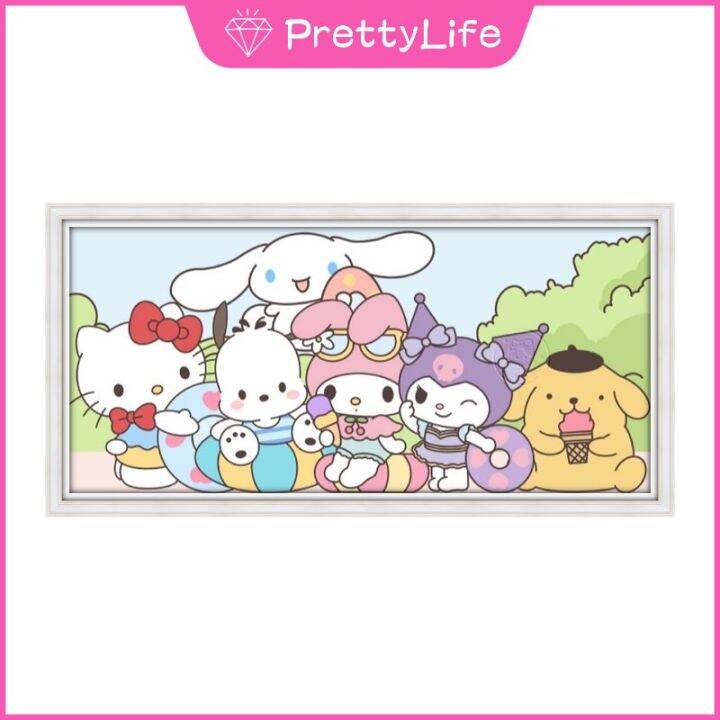 sanrio-5d-ภาพวาดเพชรเพชรเต็มงานปักครอสติช-diy-ปักเพชร-size30x60-40x80cm-การตกแต่งบ้านเพชร