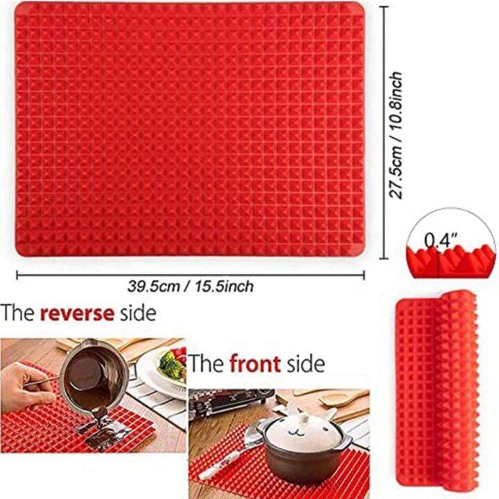 silicone-baking-mat-roast-chicken-mat-pyramid-sheets-cooking-pan-best-healthy-fat-reducing-non-stick-cooking-mat-for-baking-mat-2pc-red