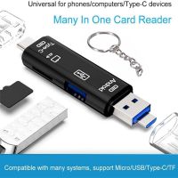 อะแดปเตอร์การ์ดรีดเดอร์ OTG 5 In 1,USB เอนกประสงค์2.0ชนิด C /Usb/ไมโคร USB /Tf/sd เครื่องอ่านการ์ดความจำอุปกรณ์เสริมตัวอ่านการ์ด OTG โทรศัพท์มือถือ