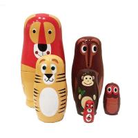 [ในสต็อก] 6ชิ้นเซ็ตการ์ตูนสัตว์รัสเซียรังตุ๊กตาไม้ M Atryoshka ของเล่นที่ทำด้วยมือเด็กคริสต์มาสของขวัญปีใหม่ของขวัญวันเด็ก