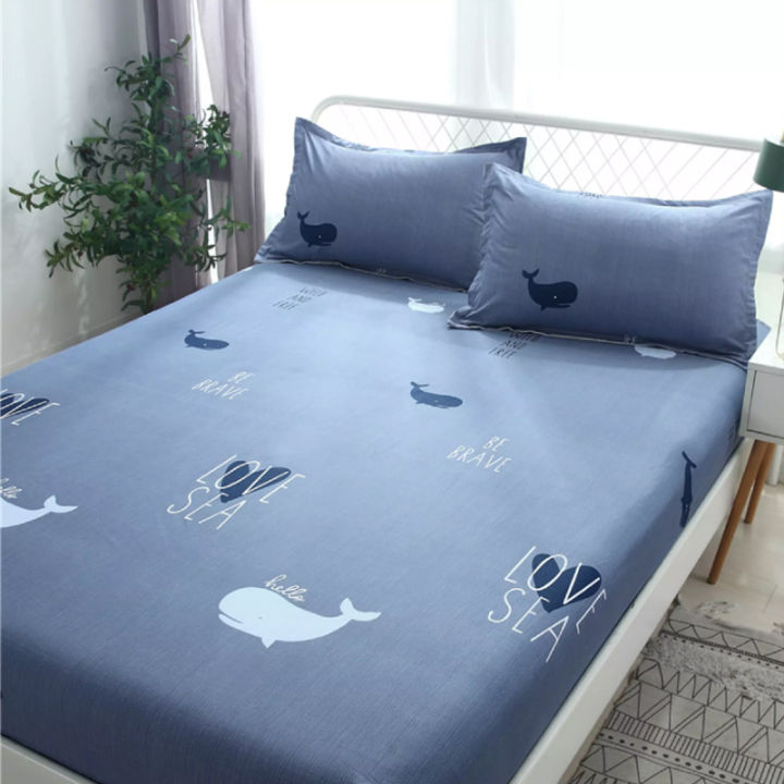 ผ้าปูที่นอน-ปลอกหมอน-ผ้าcotton-แบบรัดมุม360องศา-หนึ่งชุดมีปลอกหมอนและผ้าปู-ชุดเครื่องนอน-5ฟุต-6ฟุต-bed-sheet-abele