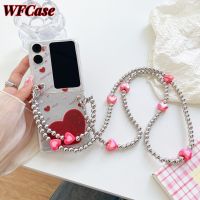 WFCase เคสสำหรับออปโป้ไฟนด์ N2ฝาพับเรียบง่ายรักแฟลชสีชมพูพับเคสโทรศัพท์ (+ สร้อยข้อมือ) ปกป้องกล้องเต็มรูปแบบฝาครอบเคส