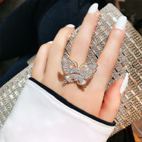 Ssecret แหวนแฟชั่นผู้หญิงนิ้วชี้เครื่องประดับเพทายฝังผู้หญิงหรูหราแหวนแหวนห่วงเปิดแหวนผีเสื้อ