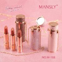 สินค้าส่งจากไทย MANSLY Lipstick ลิปสติกเนื้อซาติน สีสวยกลบสีปากได้ดี มีกลิตเตอร์ แท่งดูสวยหรู M188