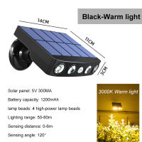 Solar Motion Sensor Outdoor Lamp Imitation Monitoring Design 4LED Waterproof Solar Light Wall Lamp for Garden Patio Yard Porch