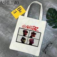 【Lanse store】Women Bag Shopping street fighter Music Band Gorillaz Design Shoulder Canva tote Large Capacity College Harajuku Handbag