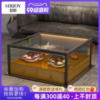 ↂ♘ Small apartment modern light luxury living room personality glass coffee table multifunctional creative display cabinet net red ins style