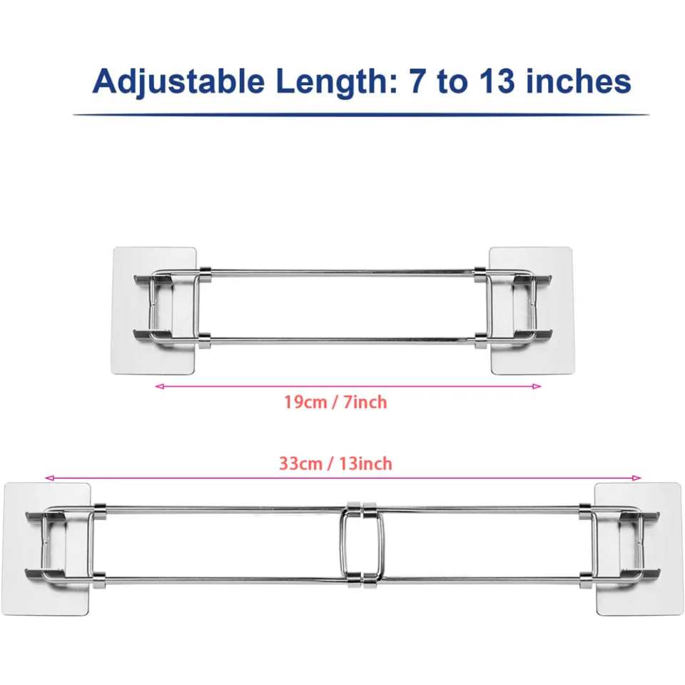 RV Shower Corner Storage Bar- Adjustable Stainless Steel Rod for