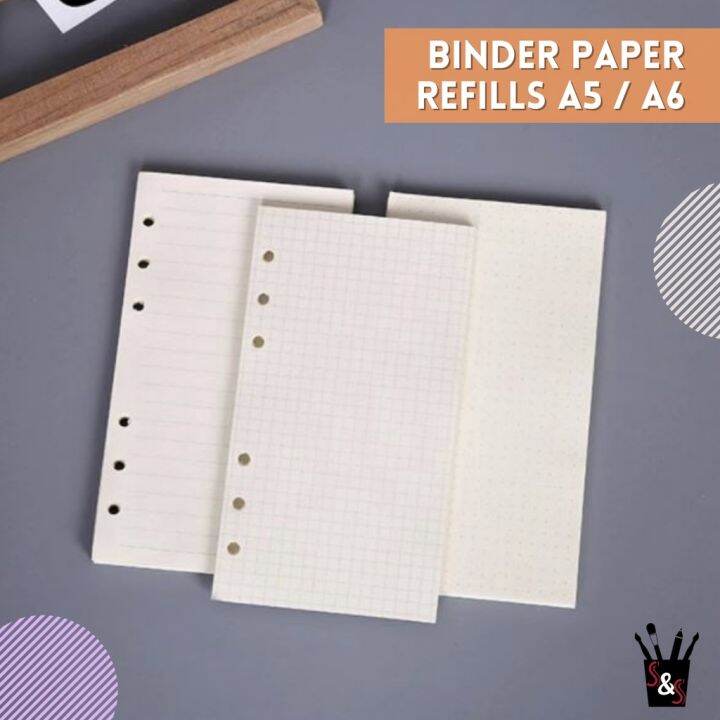 Loose Leaf Binder Notebook Paper Fillers Refill Pages A5 / A6 Skin
