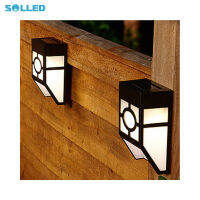 SOLLED 2 LED พลังงานแสงอาทิตย์โคมไฟติดผนังเซ็นเซอร์แสงลานถนนรั้วตกแต่ง