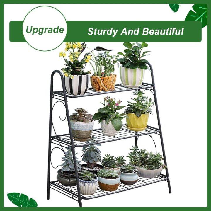 Metal Corner Plant Stand 3 Tier Ladder Plant Shelves Garden Flower Display Rack Holder For Home 8603