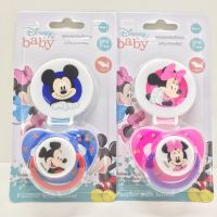 Disney Baby จุกนมหลอก มิกกี้ มินนี่ พร้อมสายคล้องและฝาครอบ จุกแบน