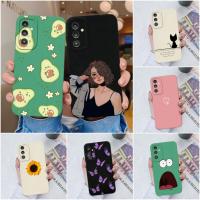 เคสฝาหลังปลอกสำหรับ Samsung Galaxy A14 A13 4G 5G เคสซิลิโคนสี่เหลี่ยมลายผีเสื้ออะโวคาโดแฟชั่นสำหรับ Samsung A 13 A 14เคสกันกระแทก