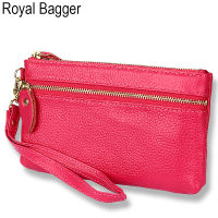 Royal Baggerผู้หญิงกระเป๋า100% ของแท้หนังวัวสำหรับผู้หญิงเหรียญกระเป๋าสตางค์แบบมีซิปกระเป๋าโทรศัพท์แฟชั่นกระเป๋าแบบคลัตช์